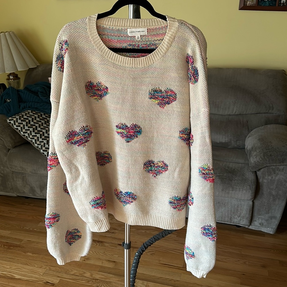 Lovely Melody heart crew neck sweater (100% acrylic)
